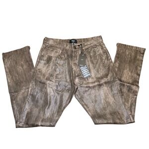 Shimmer Skinny Jeans Metallic Y2K Glam Ankle Zip Slim Fit Forever 21 31